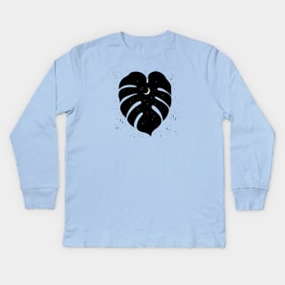 Night Sky in Monstera Kids Long Sleeve T-Shirt